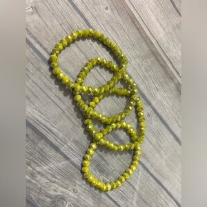 Pink Diamondback Handmade Kiwi Green Bead Stretchy 4 Piece Bracelet Set